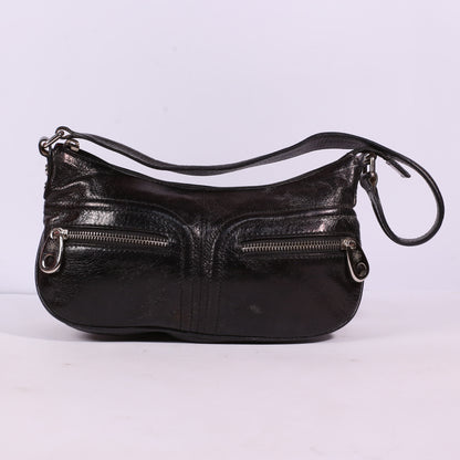 R1 2K Black Patent Leather Icon Bit Medium Shoulder Bag