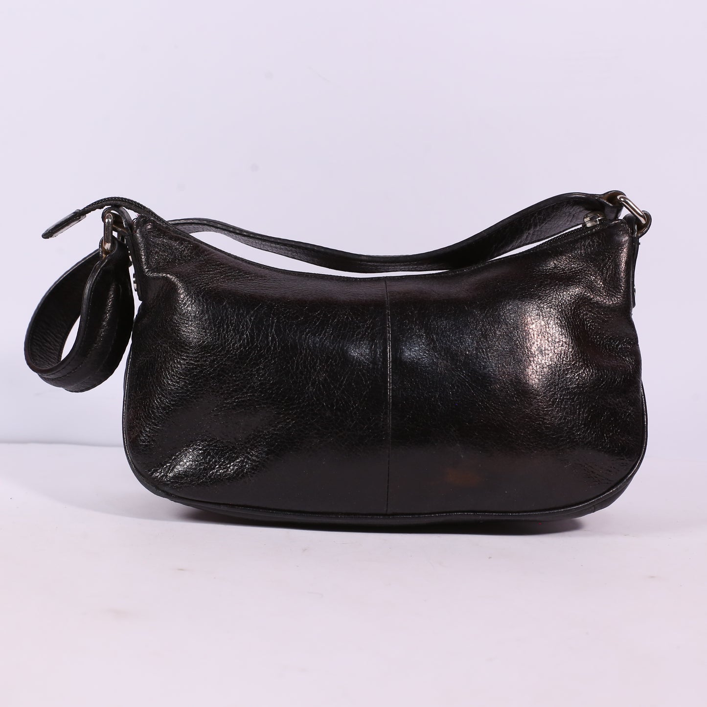 R1 2K Black Patent Leather Icon Bit Medium Shoulder Bag