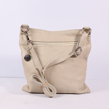 Women Genuine Leather Beige Bag