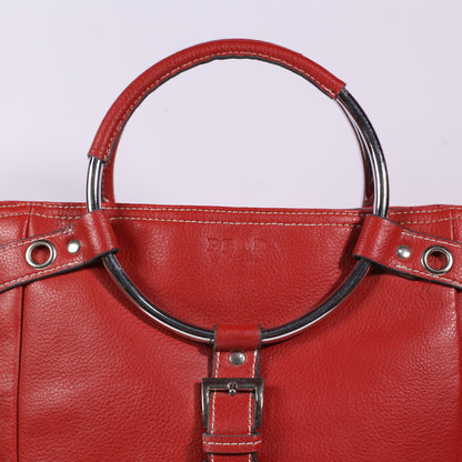 Prada Milano Faux Leather Red Handbag