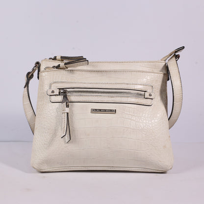 Dana Buchman Crocodile Embossed White Crossbody Purse Handbag