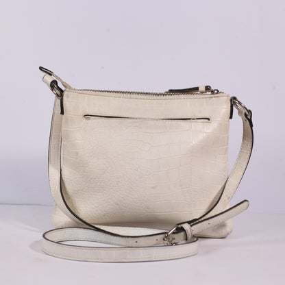 Dana Buchman Crocodile Embossed White Crossbody Purse Handbag