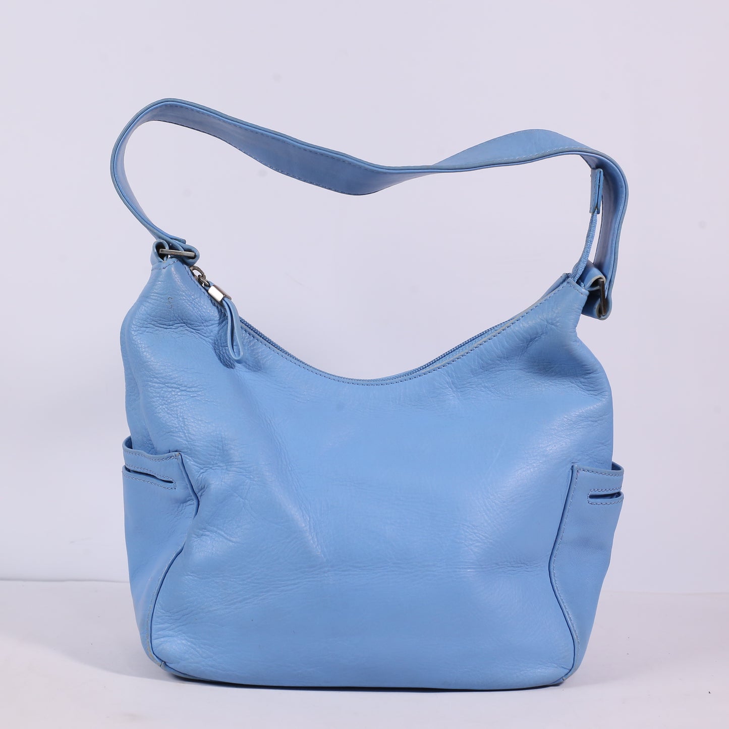 Sonoma Dusty Blue Leather Drawstring Bucket Shoulder Bag