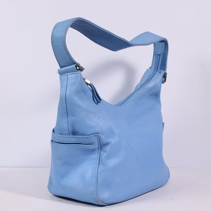 Sonoma Dusty Blue Leather Drawstring Bucket Shoulder Bag