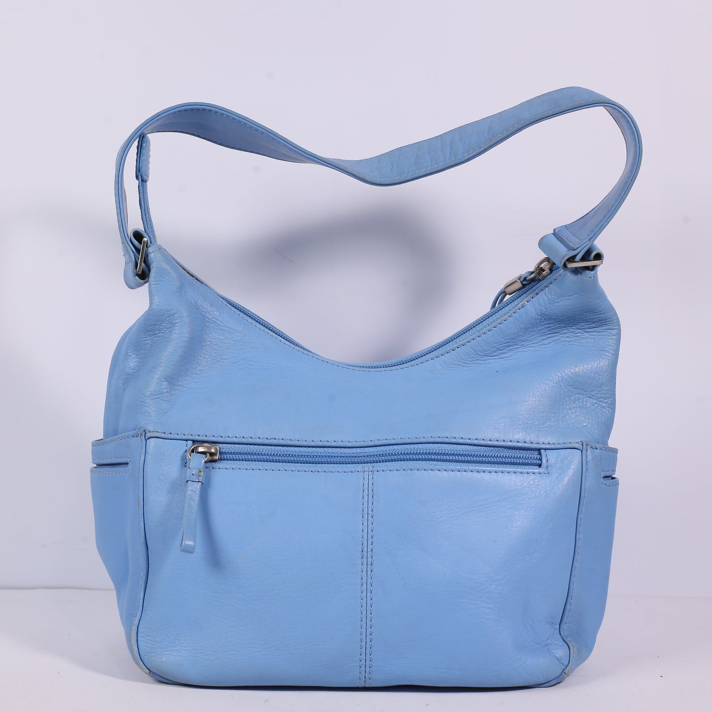 Sonoma Dusty Blue Leather Drawstring Bucket Shoulder Bag