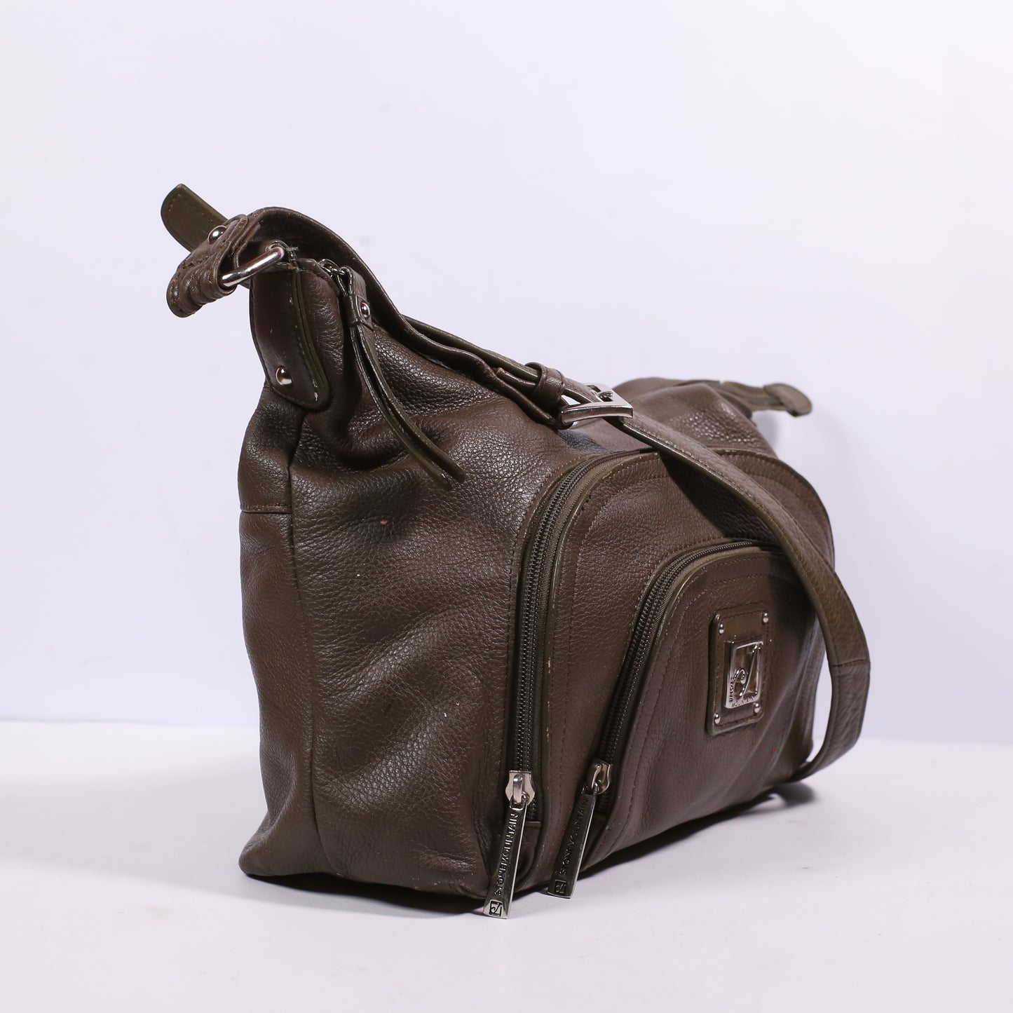 Stone Mountain Double Handle Pebbled Medium Leather Hobo Bag