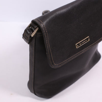 Liz Claiborne Black Textured Leather Square Small Crossbody Purse Bag