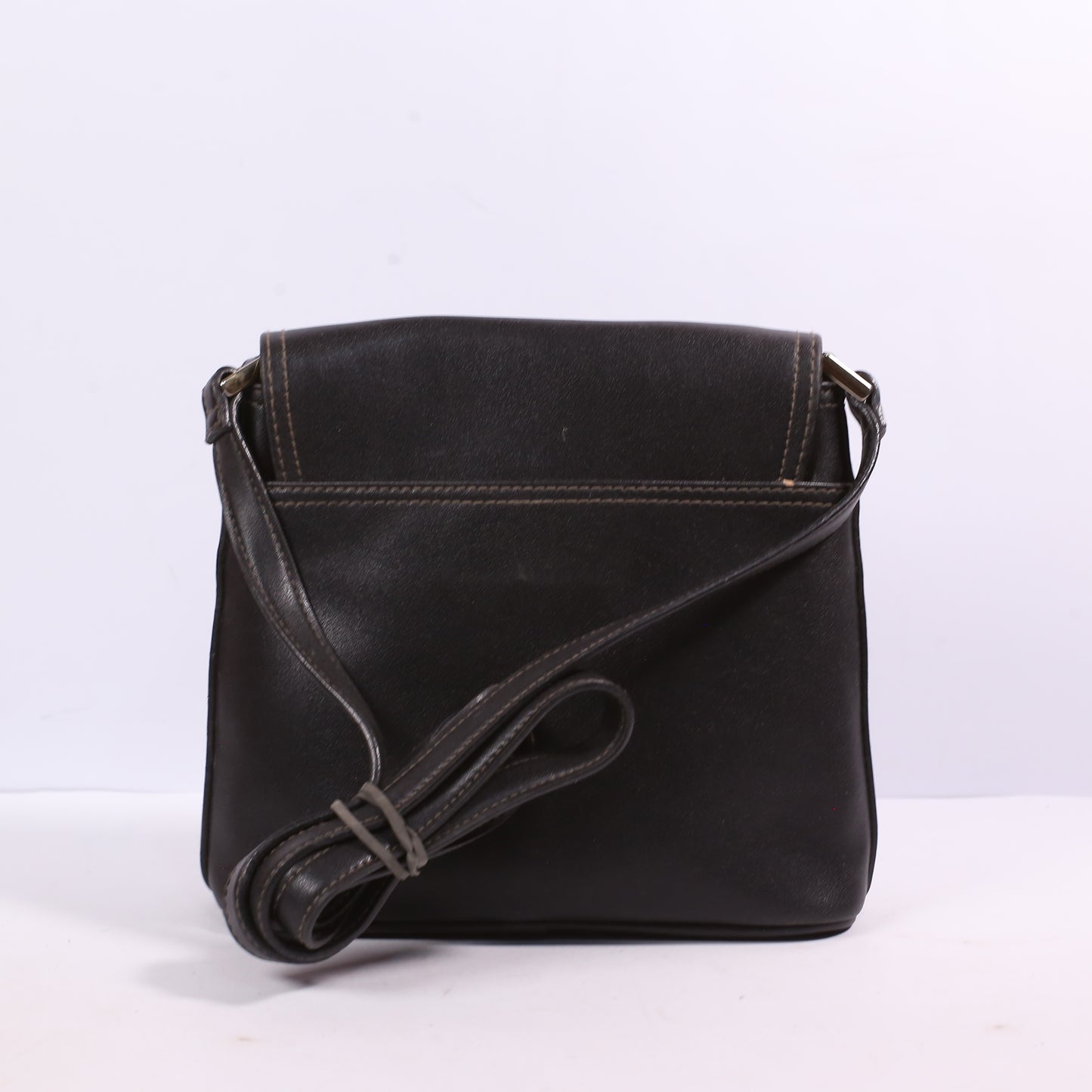 Liz Claiborne Black Textured Leather Square Small Crossbody Purse Bag