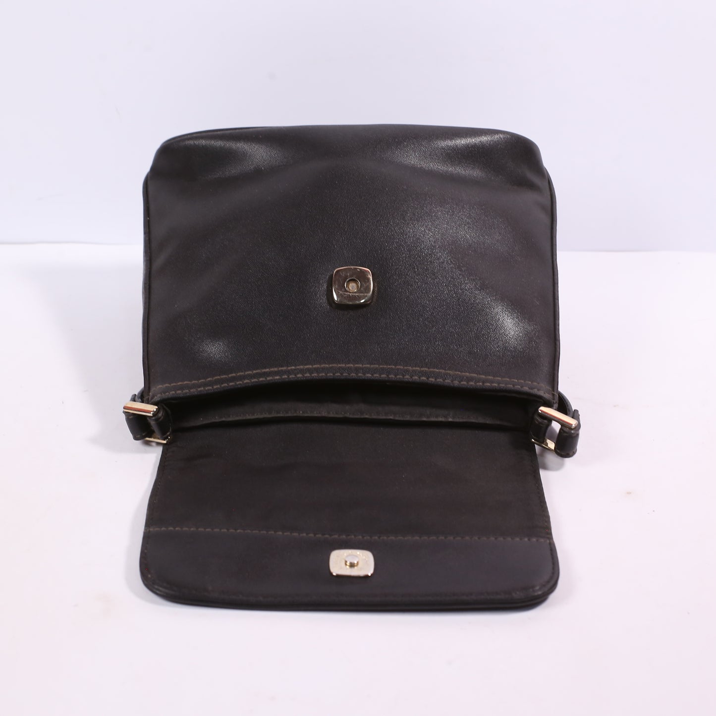 Liz Claiborne Black Textured Leather Square Small Crossbody Purse Bag