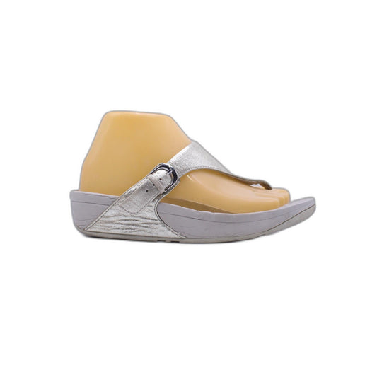 FITFLOP Lulu Shimmer Metallic Silver Platform Flip Flop Sandal