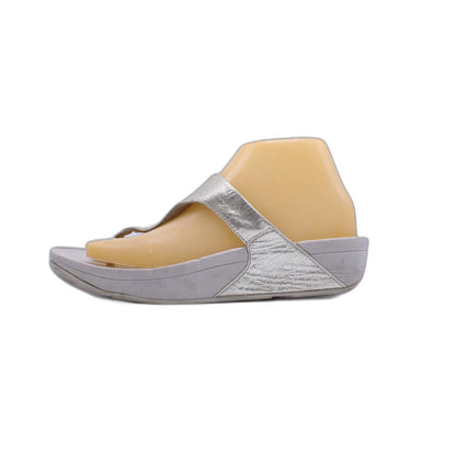 FITFLOP Lulu Shimmer Metallic Silver Platform Flip Flop Sandal