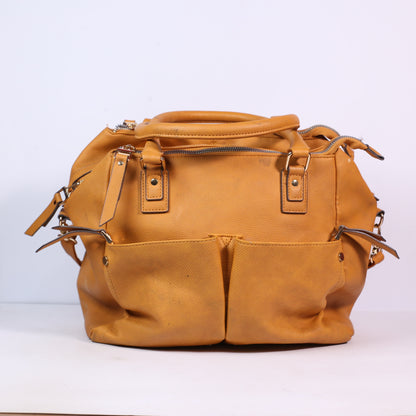 Ladies Brown Leather Double Compartment Bowling Bag