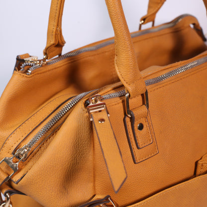 Ladies Brown Leather Double Compartment Bowling Bag