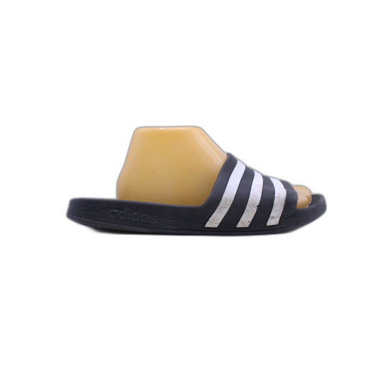 Adidas Sandals Youth 4 Adilette Slides Black Striped Open Toe Casual Comfort